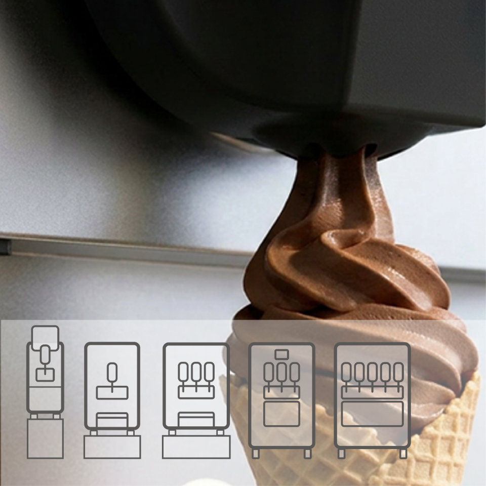 Macchine professionali per gelato soft e frozen yogurt, ideali per gelaterie, chioschi e food service: soft, sorbetti, slush, semifreddi e mousse.
