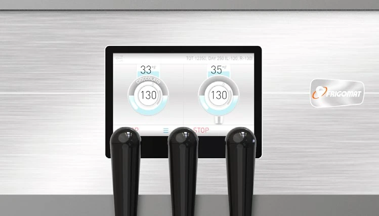Dettaglio del Touch Screen della macchina KISS 3 Vertical Touch