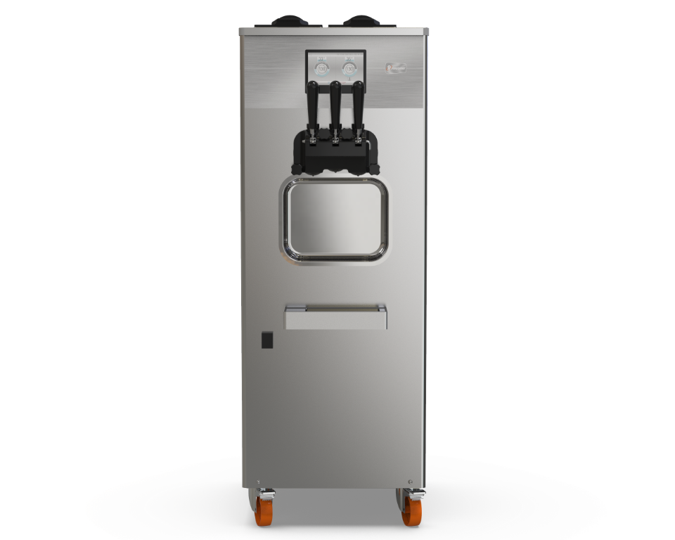 Macchina da pavimento per gelato soft con comandi touch screen e 2 gusti + 1 mix