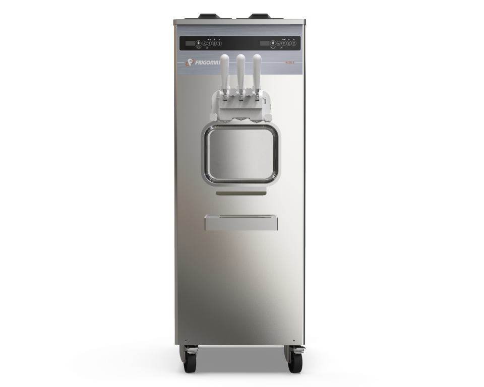 Macchina da pavimento per gelato soft con 2 gusti + 1 mix, disponibile in versione a gravità o con pompa