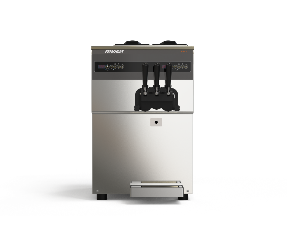 Macchina da banco per gelato soft con 2 gusti + 1 mix, disponibile in versione a gravità o con pompa