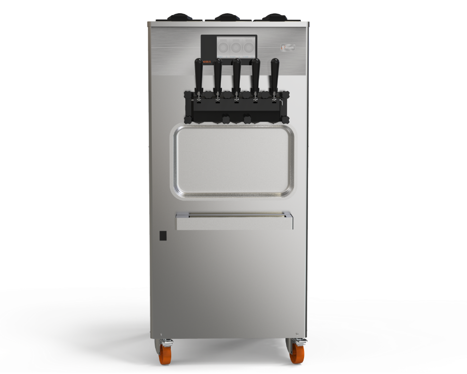 Macchina da pavimento per gelato soft con comandi touch screen e 3 gusti + 2 mix